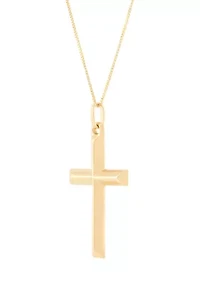 Cross Pendant with 18" Box Chain in 10K Yellow Gold