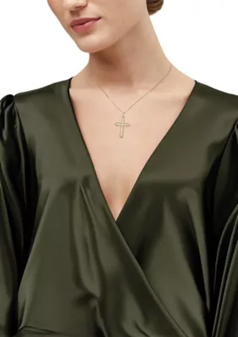 Cross Pendant with 18" Box Chain in 10K Yellow Gold