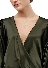 Cross Pendant with 18" Box Chain in 10K Yellow Gold