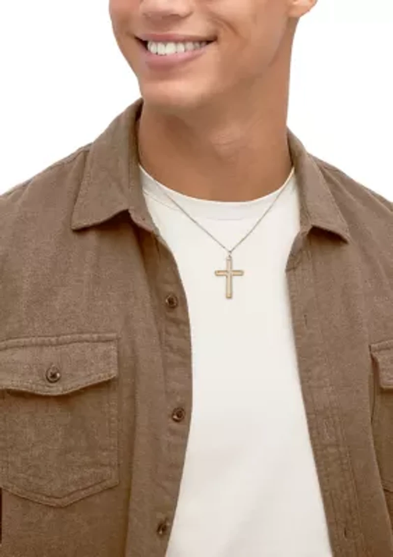 Cross Pendant with 18" Box Chain in 10K Yellow Gold