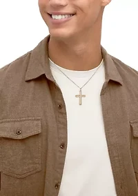 Cross Pendant with 18" Box Chain in 10K Yellow Gold