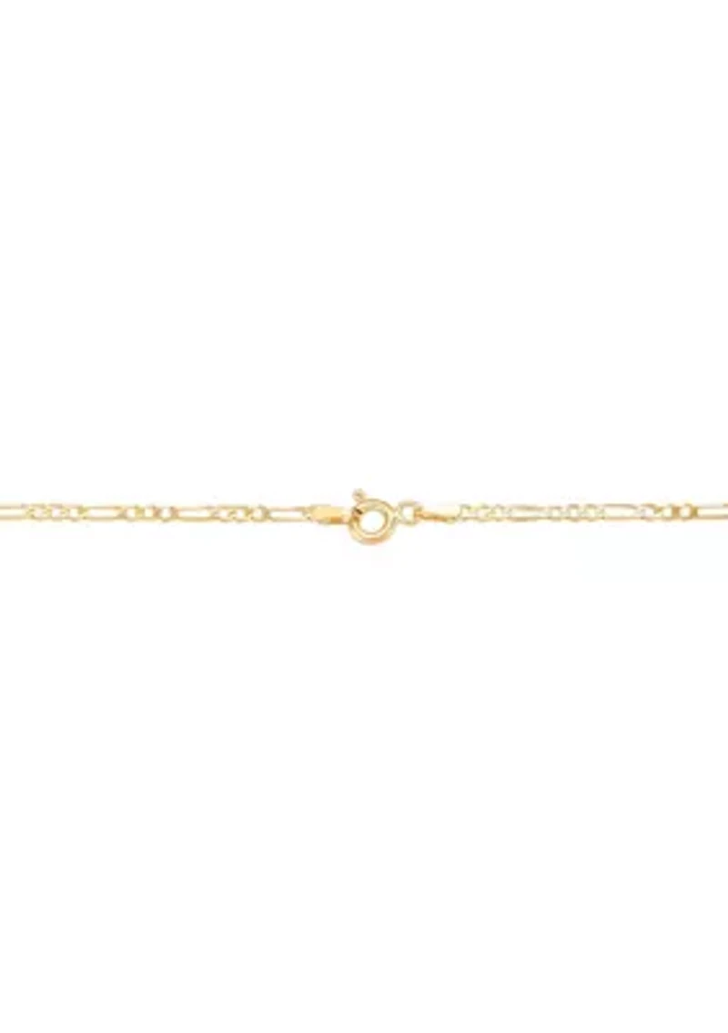 Cross and Cage Crucifix Pendant with 20" Figaro Chain in 10K Two Tone Gold