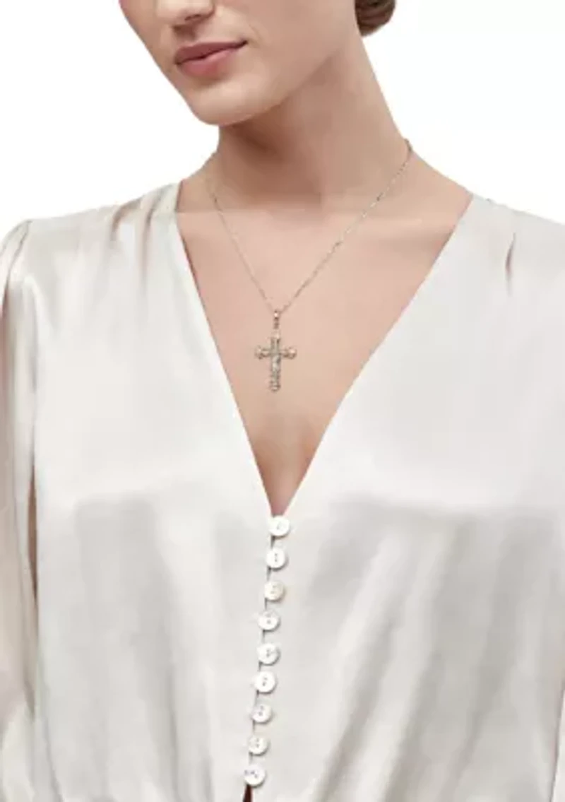 Cross and Cage Crucifix Pendant with 20" Figaro Chain in 10K Two Tone Gold