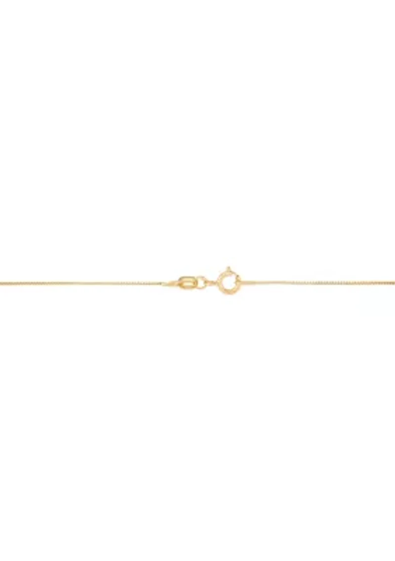 Tube Cross Pendant with 18" Box Chain in 10K Yellow and White Gold