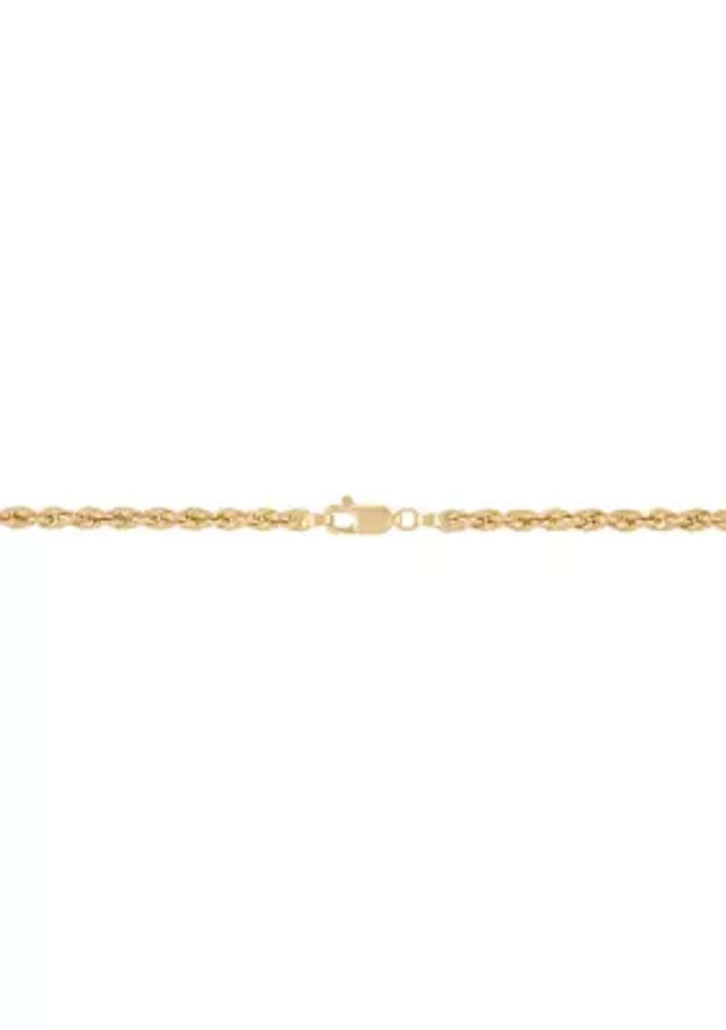 Beveled Step Cross Pendant with 20" Rope Chain in 10K Yellow Gold