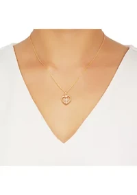 Cross in Heart Pendant Necklace with 18" Rope Chain in 10K Yellow Gold
