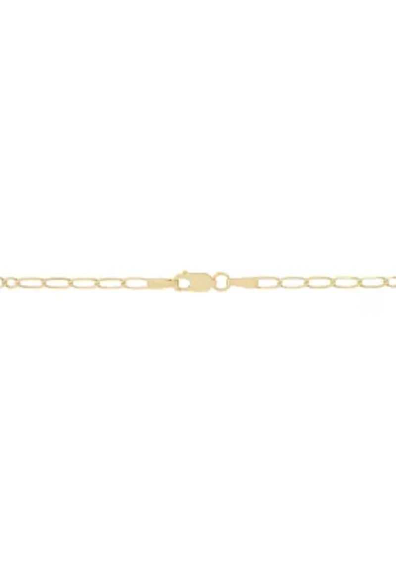 Italian Horn Pendant with 20" Figaro Chain in 10K Yellow Gold