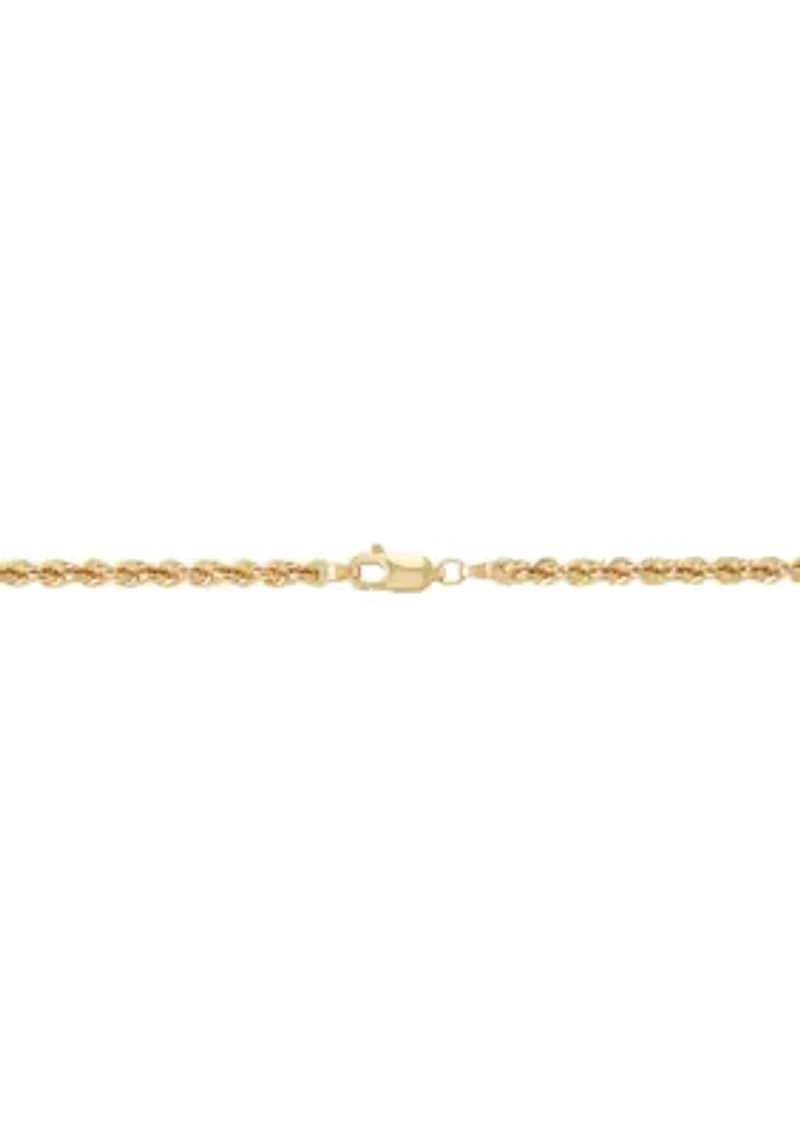 Cross Pendant with 20" Rope Chain in 10K Yellow Gold