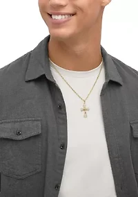 Cross Pendant with 20" Rope Chain in 10K Yellow Gold