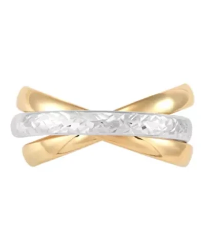 10K Yellow and White Gold Tube Rolling Band Ring