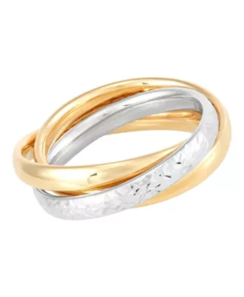 10K Yellow and White Gold Tube Rolling Band Ring