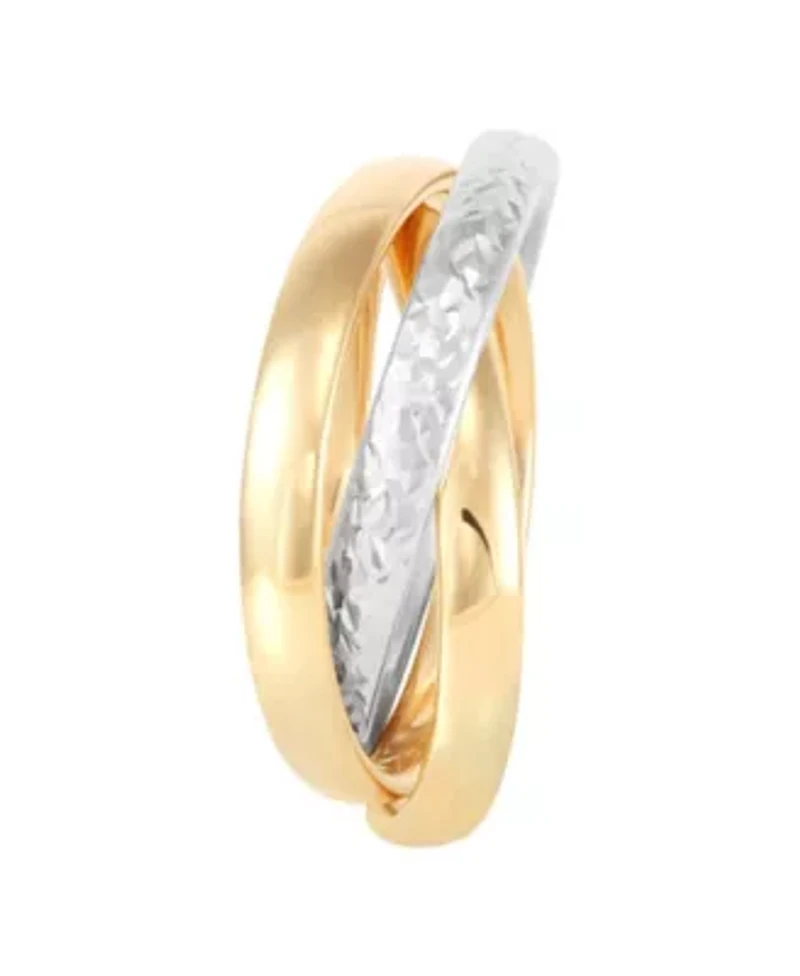 10K Yellow and White Gold Tube Rolling Band Ring