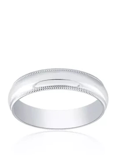 Polished Milgrain Comfort Fit Ring 10k White Gold