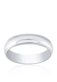 Polished Milgrain Comfort Fit Ring 10k White Gold