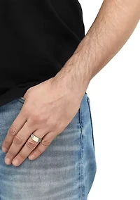 Rectangle Signet Ring in 10K Two Tone Gold