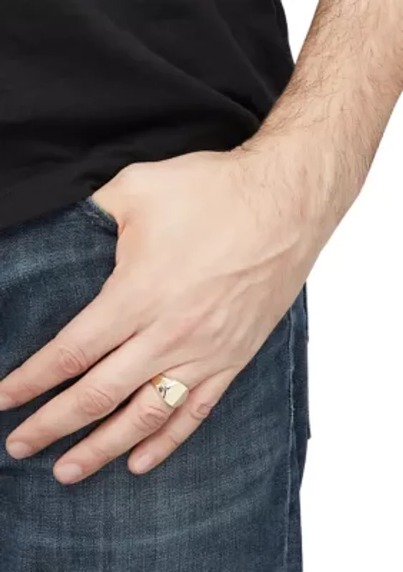 Gents Hexagon Dignet Ring in 10K Yellow Gold