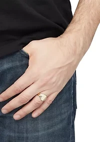 Gents Hexagon Dignet Ring in 10K Yellow Gold