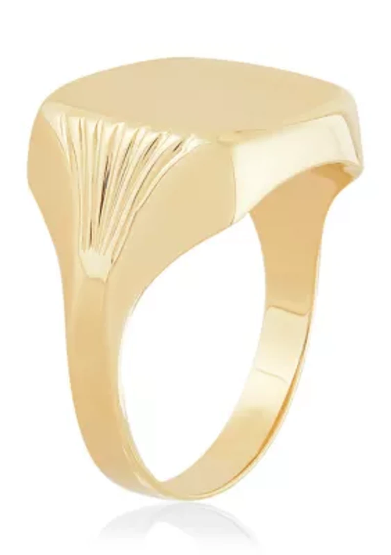 Men's Cushion Signet Ring in 10K Yellow Gold