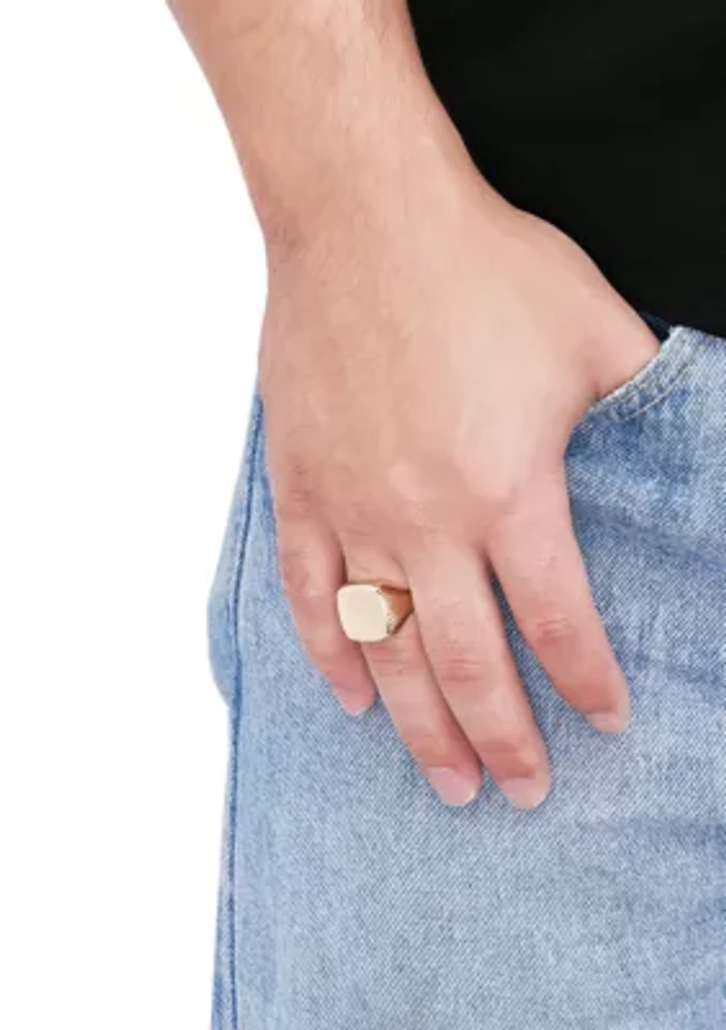 Men's Cushion Signet Ring in 10K Yellow Gold