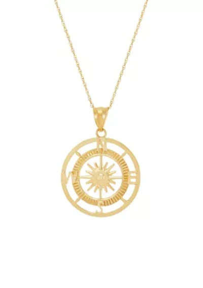 Compass Pendant Necklace with 20" Rope Chain in 10K Yellow Gold