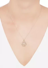 Compass Pendant Necklace with 20" Rope Chain in 10K Yellow Gold