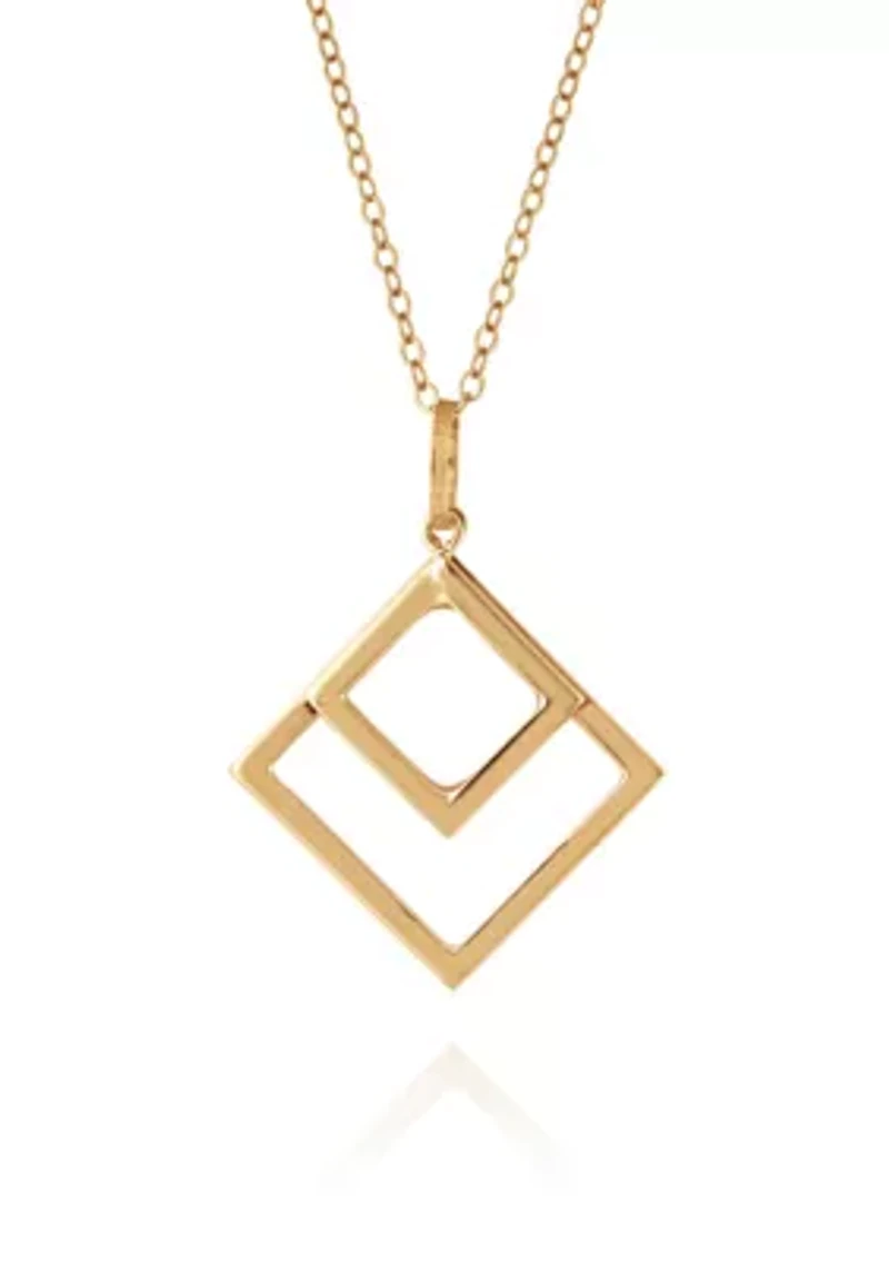 Diamond Shape Pendant Necklace in 10K Yellow Gold