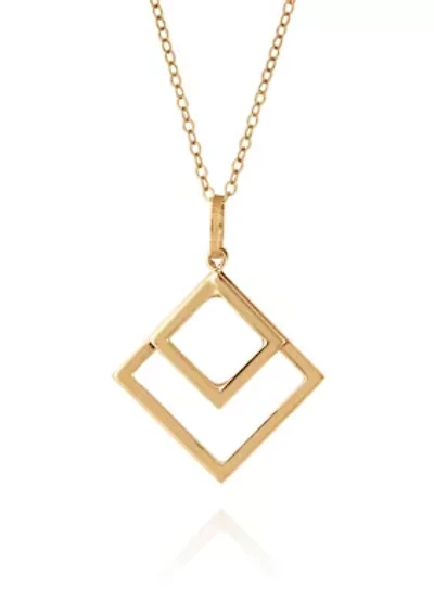 Diamond Shape Pendant Necklace in 10K Yellow Gold