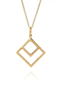 Diamond Shape Pendant Necklace in 10K Yellow Gold