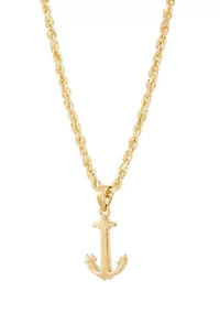 Anchor Pendant with 20" Rope Chain Necklace in 10K Yellow Gold
