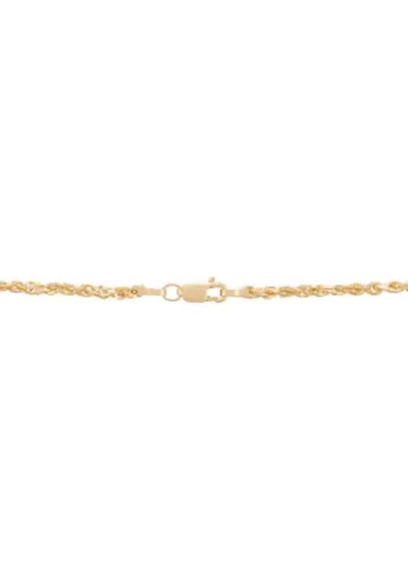 Anchor Pendant with 20" Rope Chain Necklace in 10K Yellow Gold