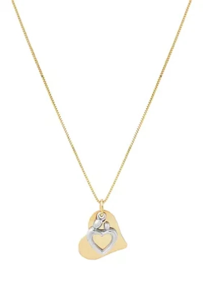 Mother and Child on Heart Pendant with 18" Box Chain in 10K Two-Tone Gold