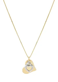 Mother and Child on Heart Pendant with 18" Box Chain in 10K Two-Tone Gold