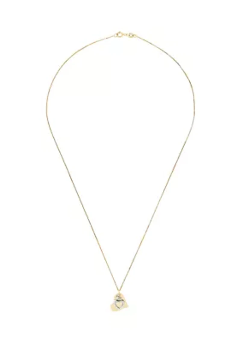 Mother and Child on Heart Pendant with 18" Box Chain in 10K Two-Tone Gold