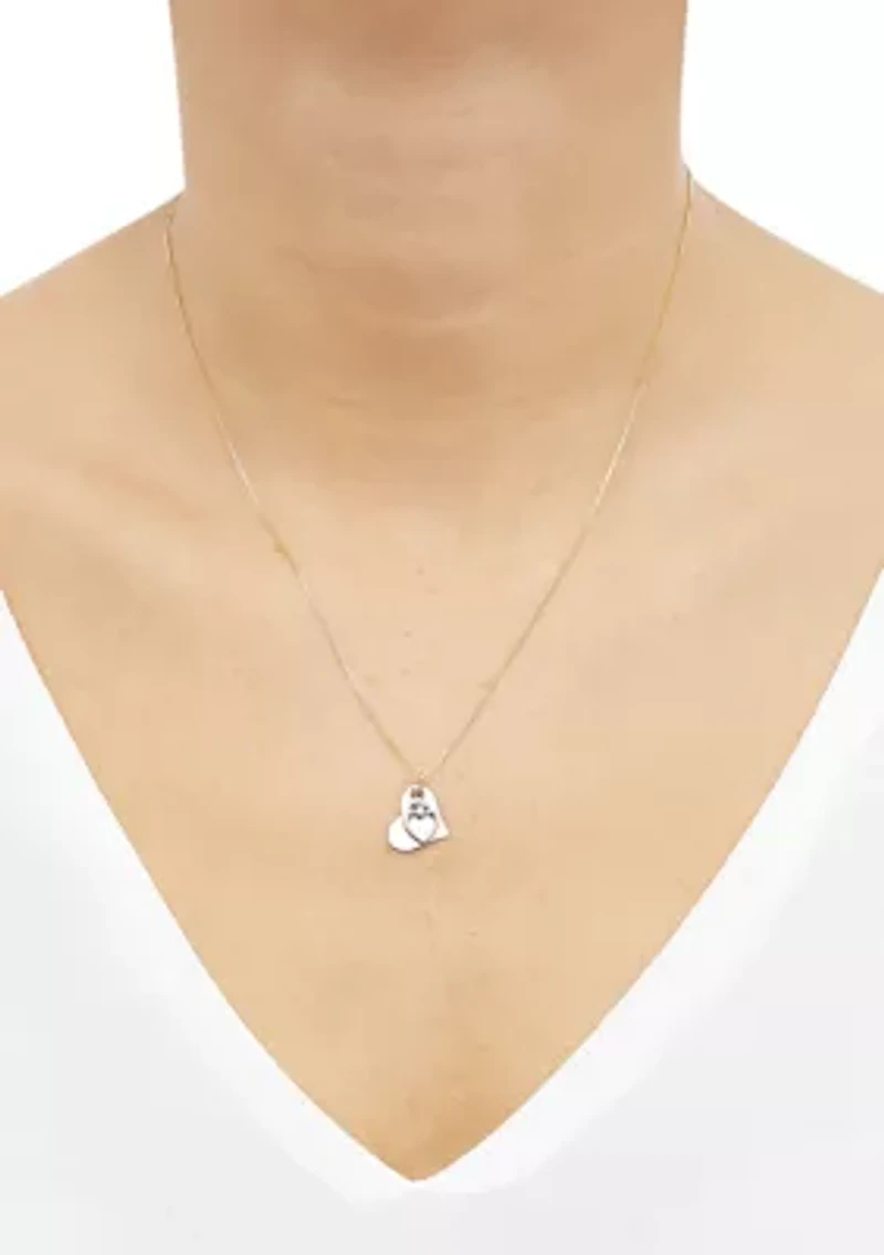 Mother and Child on Heart Pendant with 18" Box Chain in 10K Two-Tone Gold