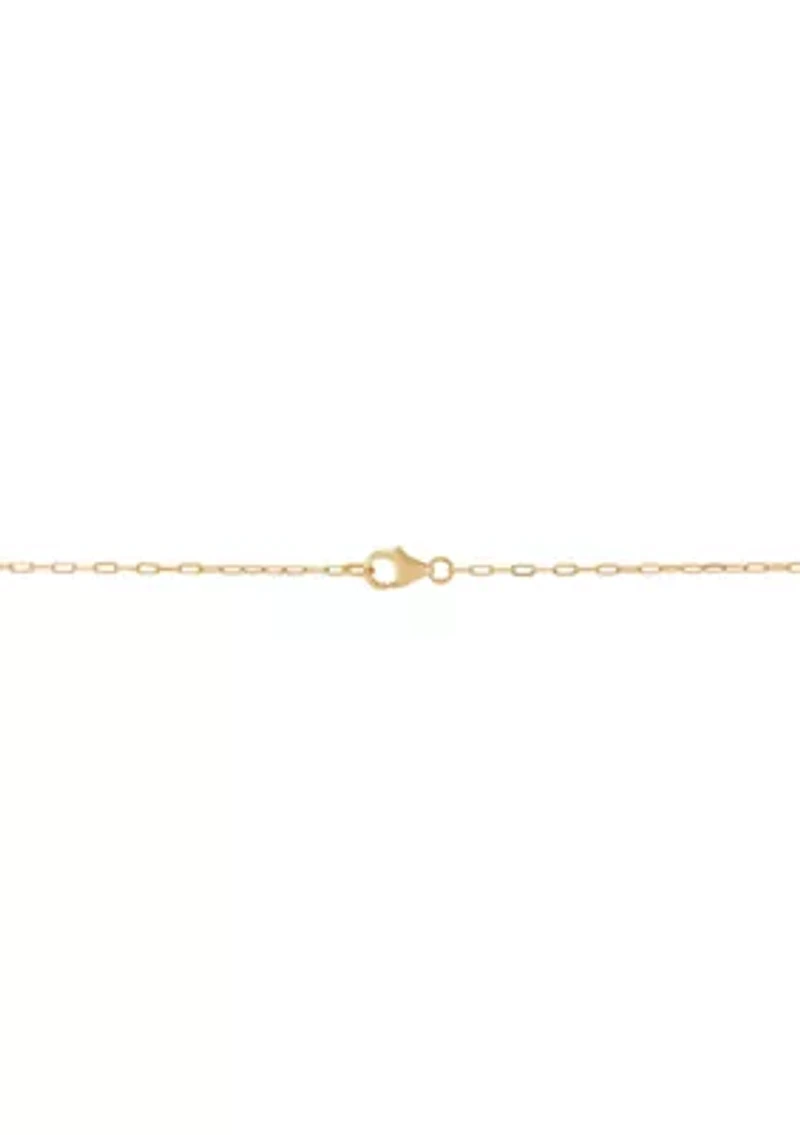 Heart Disk Pendant with 18" Mirror Chain Necklace in 10K Yellow Gold