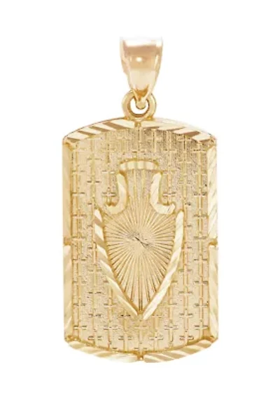 Arrow Dog Tag Pendant in 10K Yellow Gold