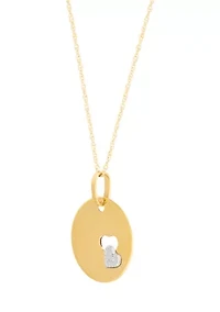 Cut Out Heart Disk Pendant with 18" Rope Chain in 10K Two Tone Gold