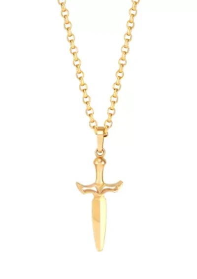 Sword Pendant with 18" Rolo Chain in 10K Yellow Gold