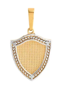 Shield Pendant with 18" Box Chain in 10K Yellow Gold