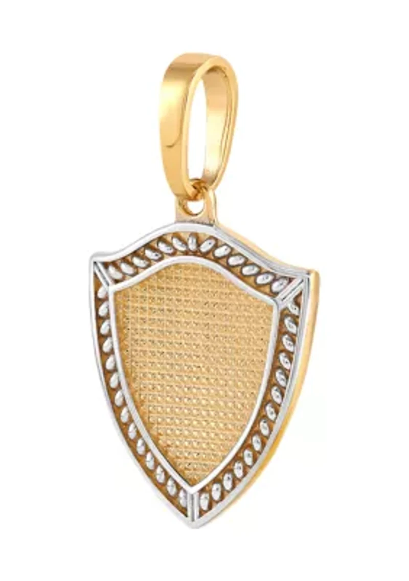 Shield Pendant with 18" Box Chain in 10K Yellow Gold