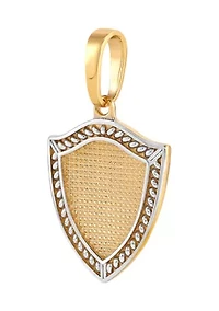Shield Pendant with 18" Box Chain in 10K Yellow Gold