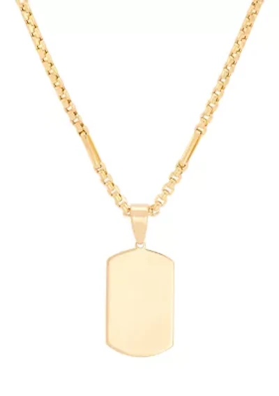 Dog Tag with 22" Paperclip Chain in 10K Yellow Gold