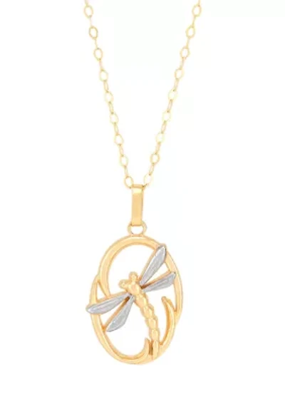 Dragonfly Pendant with 17" Cable Chain in 10K Yellow Gold