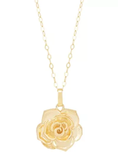 Flower Pendant Necklace with 18" Box Chain in 10K Yellow Gold