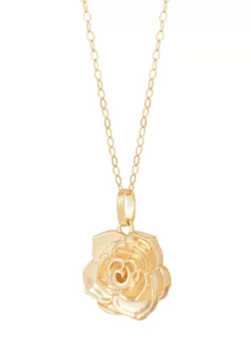 Flower Pendant Necklace with 18" Box Chain in 10K Yellow Gold