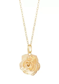 Flower Pendant Necklace with 18" Box Chain in 10K Yellow Gold