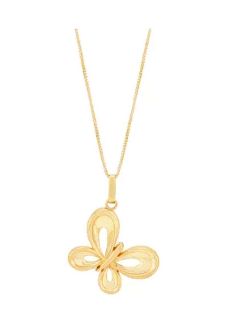Butterfly Pendant with 18" Box Chain in 10K Yellow Gold