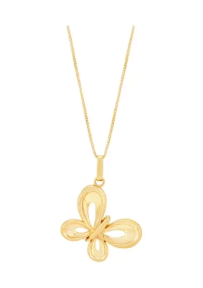Butterfly Pendant with 18" Box Chain in 10K Yellow Gold