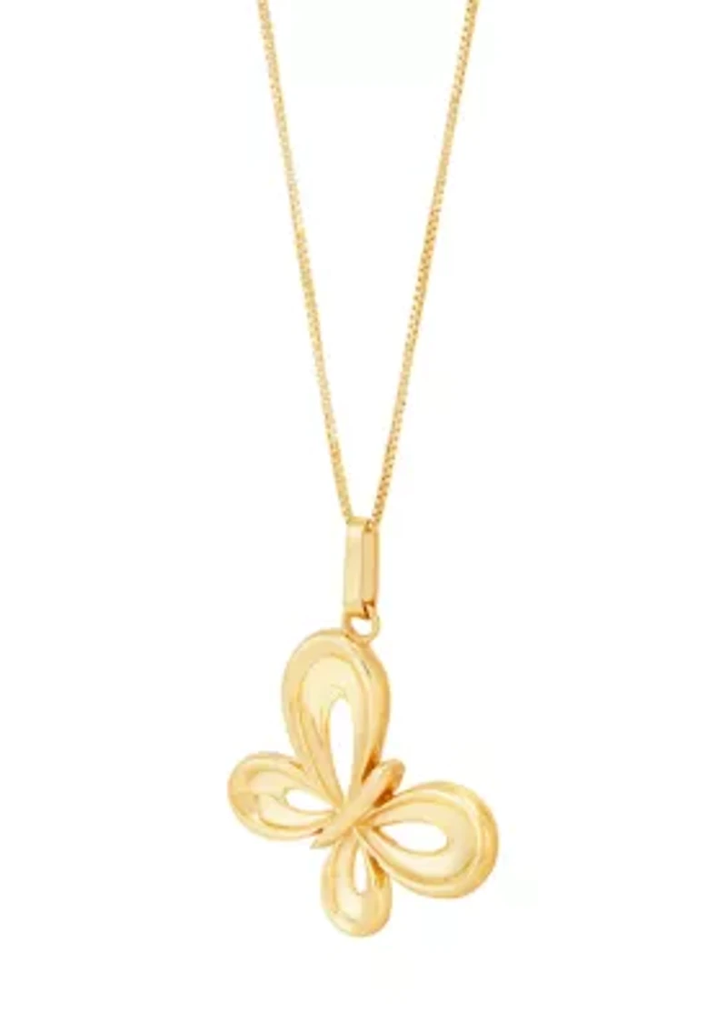 Butterfly Pendant with 18" Box Chain in 10K Yellow Gold