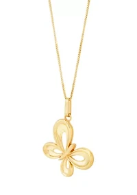 Butterfly Pendant with 18" Box Chain in 10K Yellow Gold